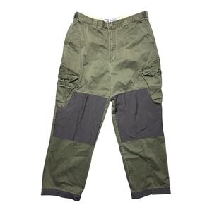 VTG Tommy Hilfiger Men's 36X30 Double Knee Cargo‎ Pants Olive Green Y2K